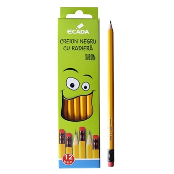 Creion negru cu radiera set 12 ECADA Creion negru cu radiera set 12 ECADA