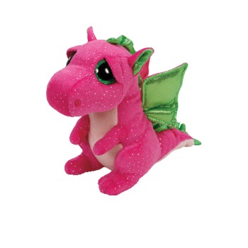 Jucarie de plus TY - Beanie Boos, Dragonul Darla, 24 cm, roz