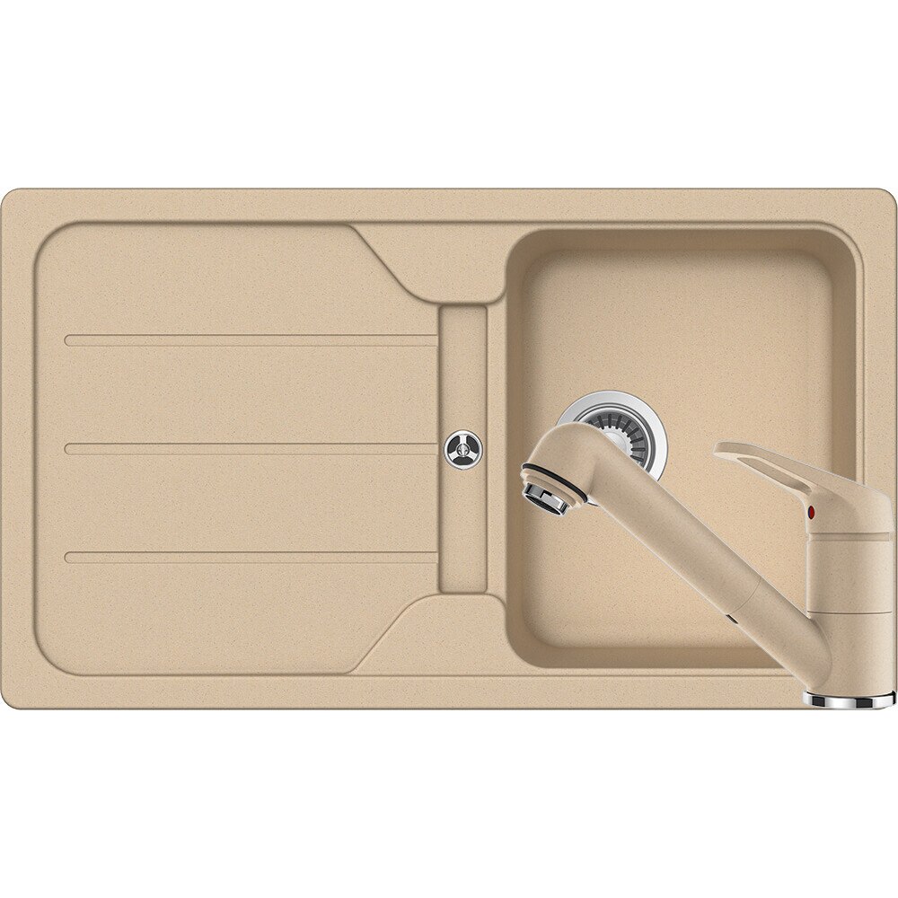 Kit chiuveta Schock Formhaus D-100 860 x 500 mm si baterie Schock Cosmo cu Dus Extractibil Moonstone Cristalite