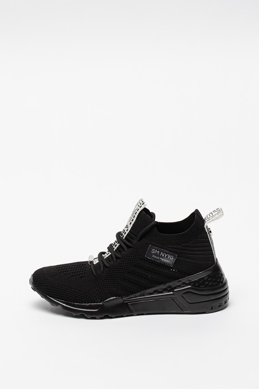 Steve Madden, Pantofi sport din tricot cu talpa wedge Cello, Negru, 38