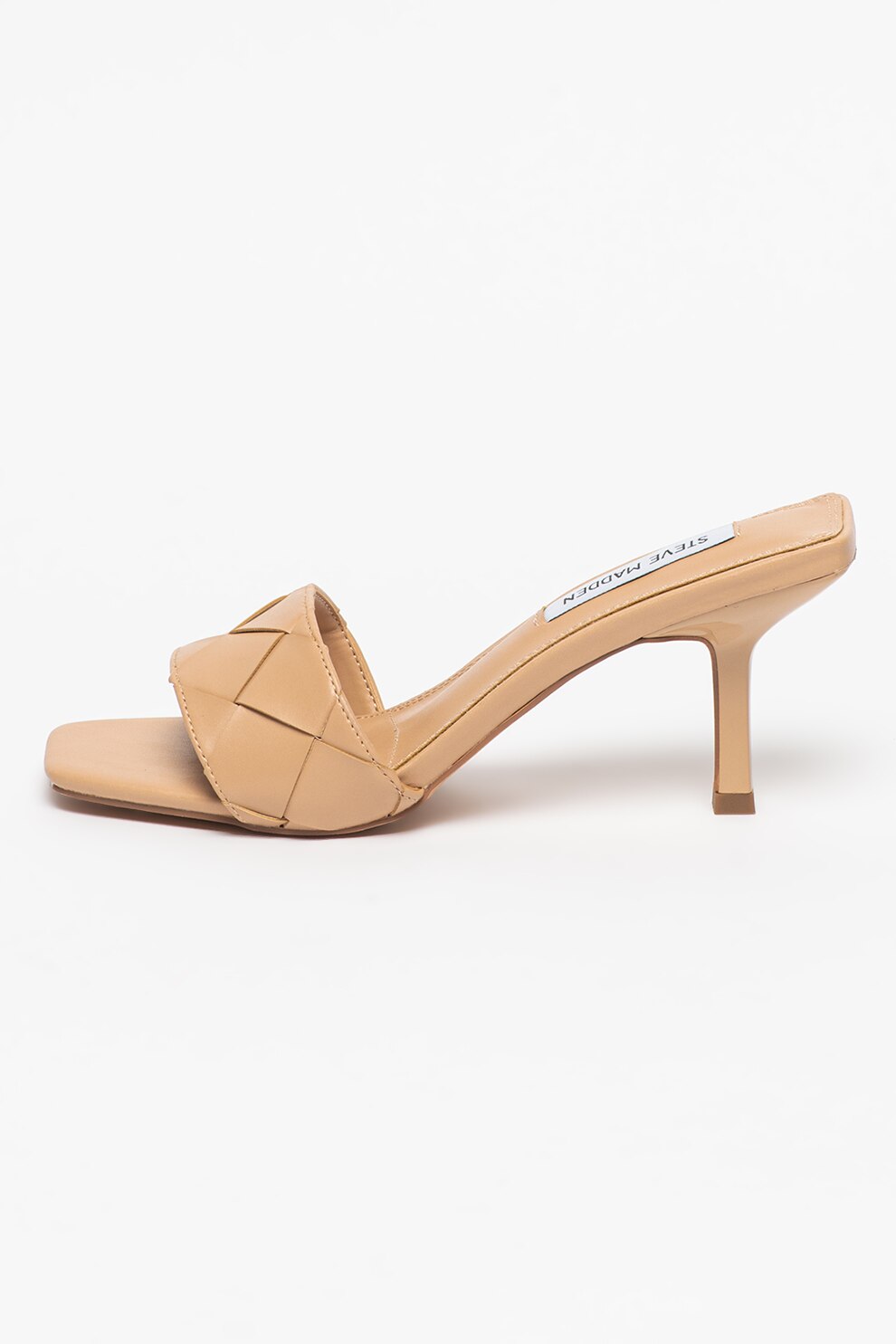 Steve Madden, Papuci de piele ecologica cu toc Frenzy, Bej, 39