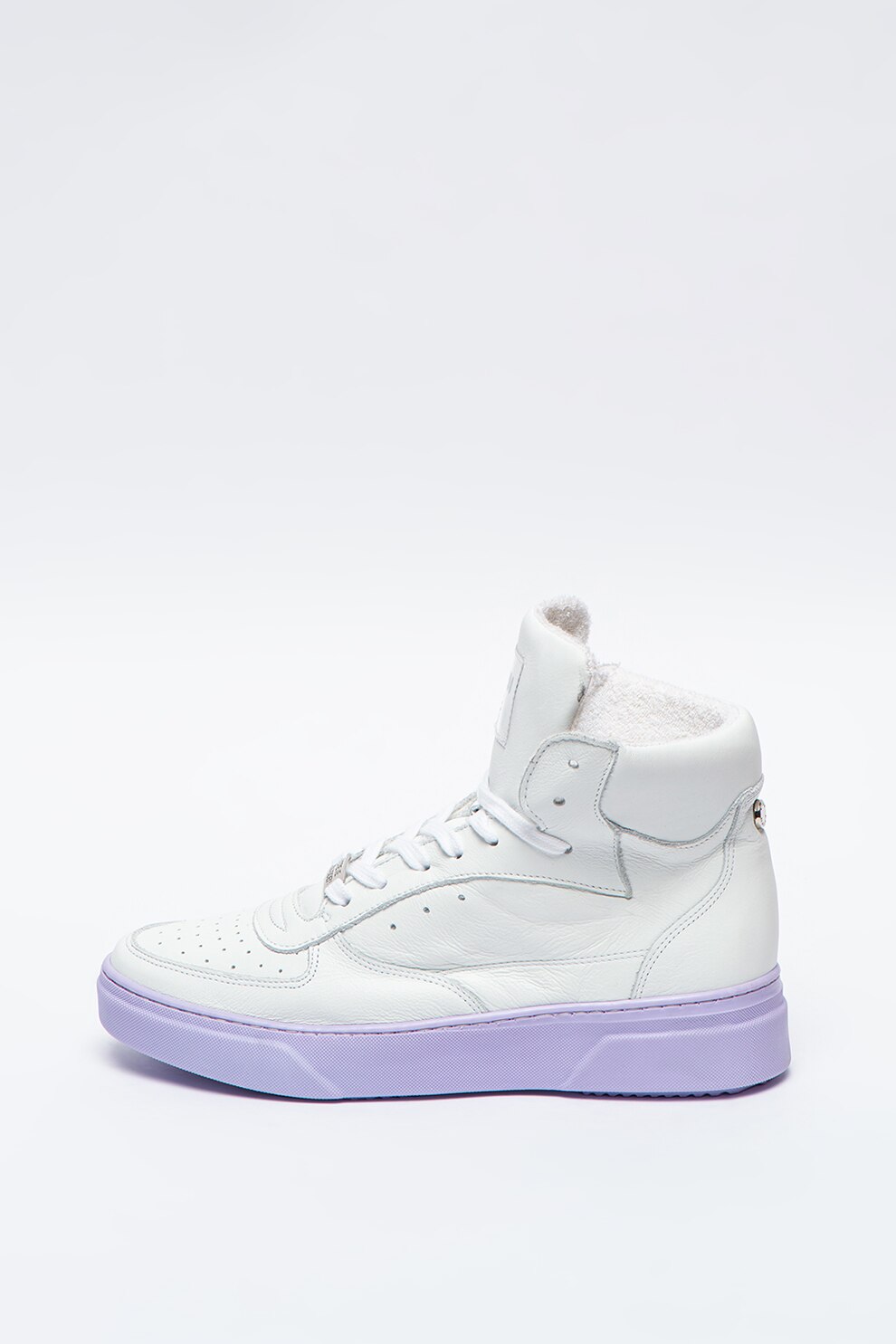 Steve Madden, Pantofi sport hi-top de piele Danoi, Alb/Lila, 40