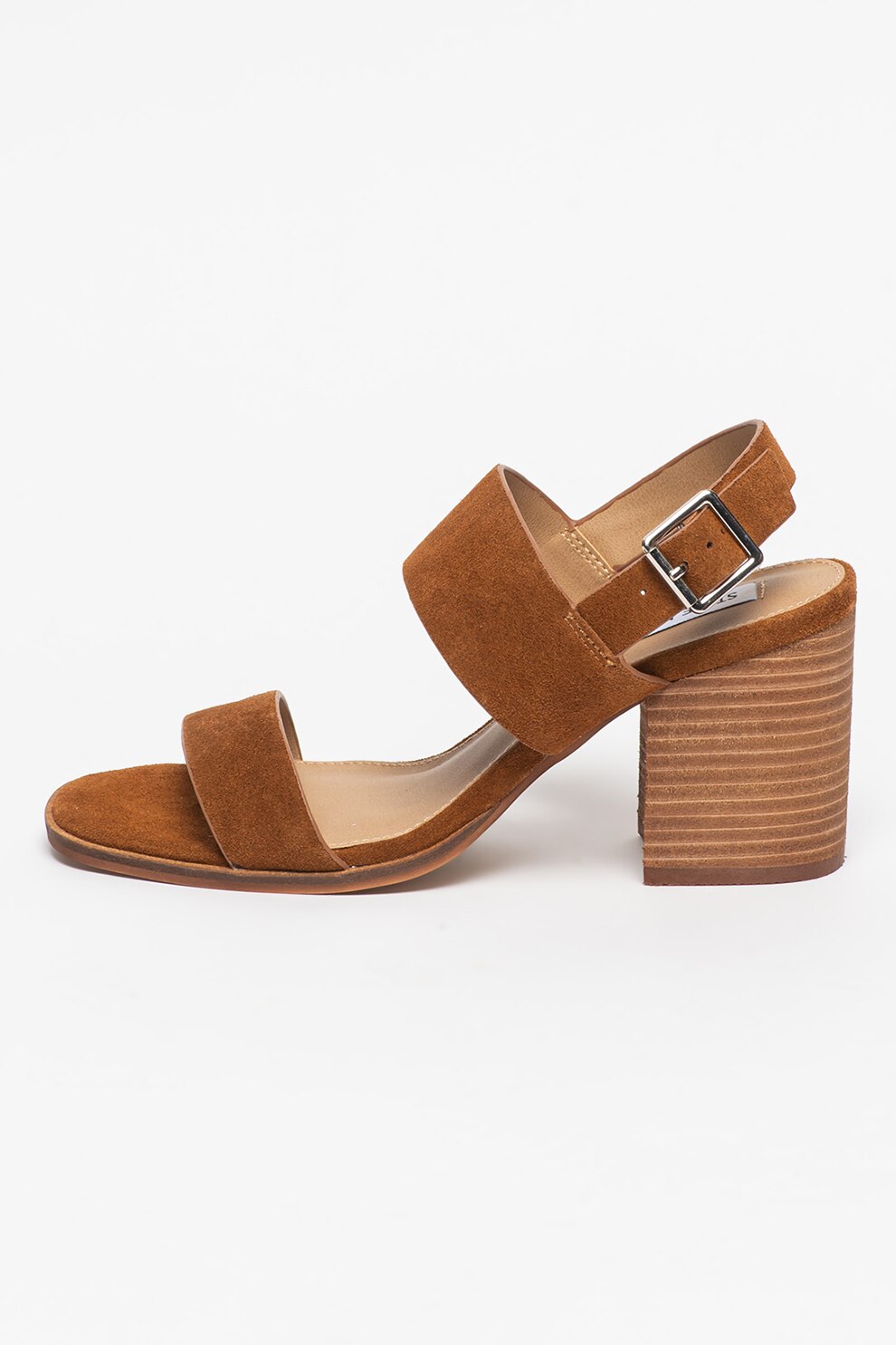 Steve Madden, Sandale de piele intoarsa cu toc masiv Jadie, Maro caramel, 37