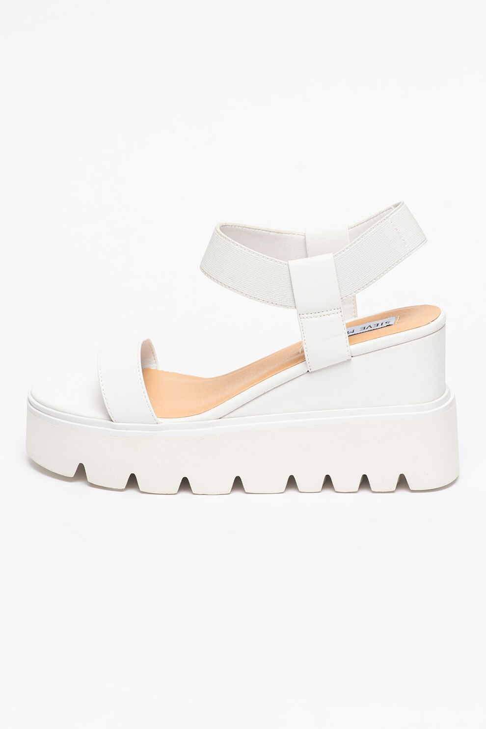 Steve Madden, Sandale de piele ecologica cu platforma Larury, Alb, 40