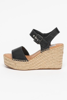 Steve Madden, Sandale tip espadrile de piele cu talpa wedge Yunity Steve Madden, Sandale tip espadrile de piele cu talpa wedge Yunity