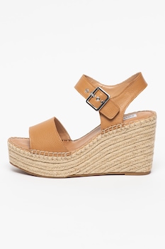 Steve Madden, Sandale tip espadrile de piele cu talpa wedge Yunity Steve Madden, Sandale tip espadrile de piele cu talpa wedge Yunity