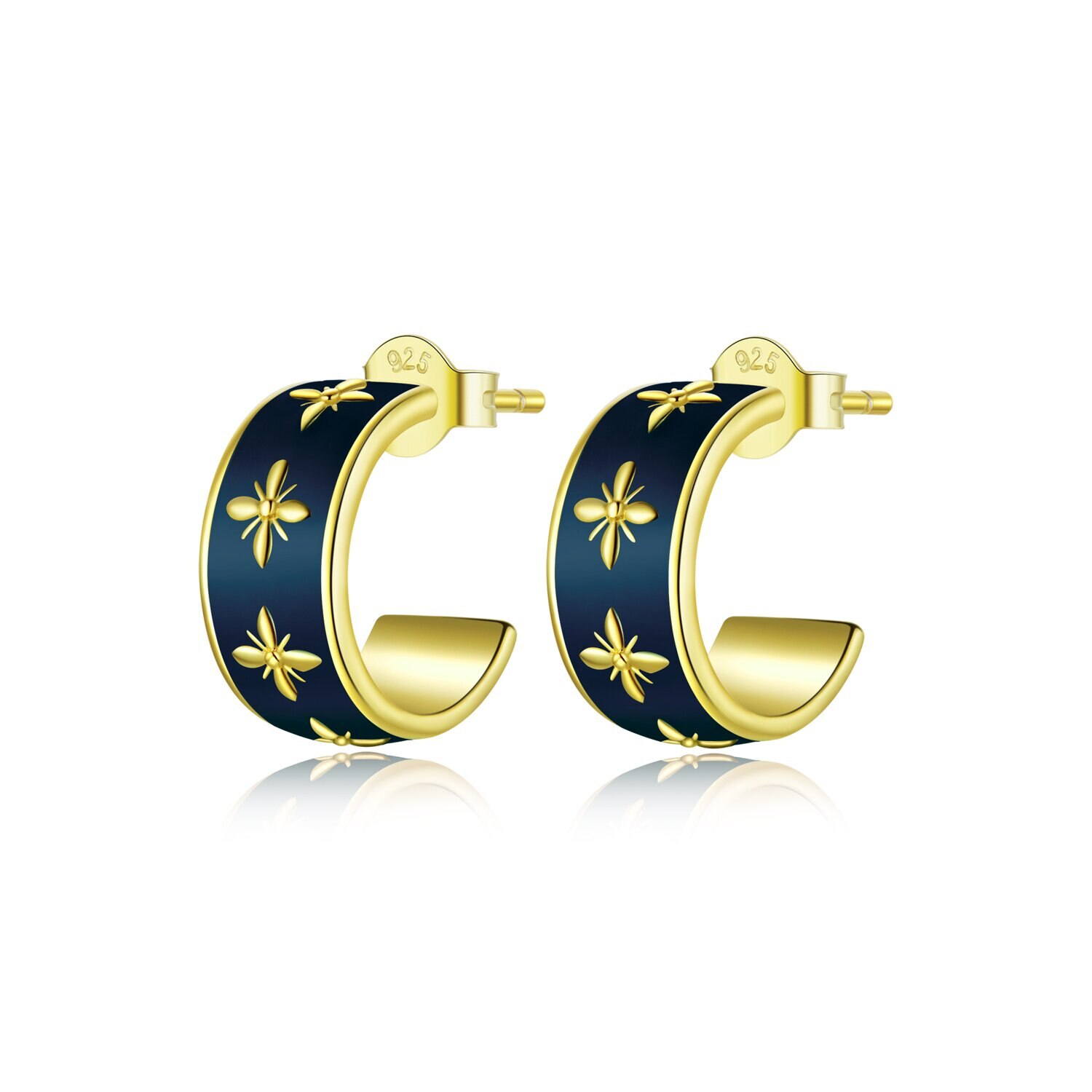 Cercei din argint Golden Blue Baroque