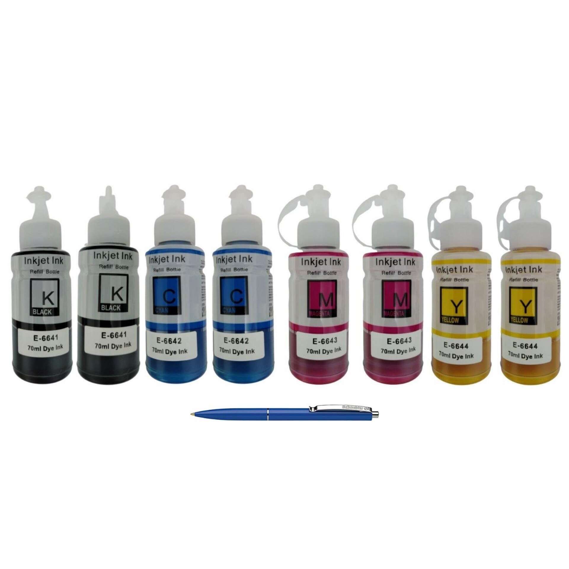 Pachet Flacoane Cerneala compatibila EPSON 2X T6641 Black, 2X T6642 Cyan, 2X T6642 Cyan, 2X T6643 Magenta, 47000 pagini, un-box Alphachem si Pix Schneider