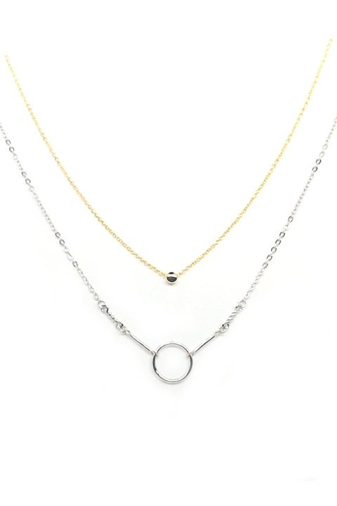 Set coliere, cerc, punct, argintiu, auriu, minimalist, 40 cm