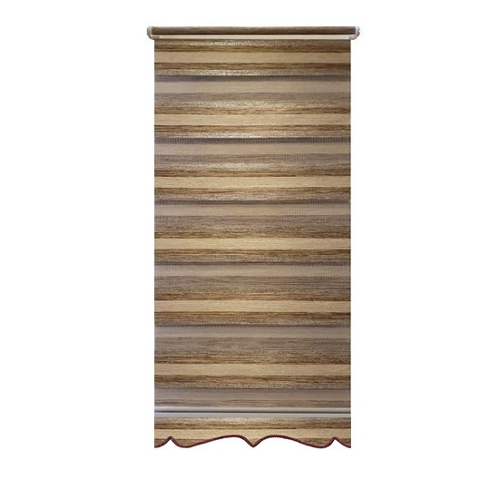 Jaluzea tip Rulou textil cu Terminatie Decorativa,Rolete Zebra Day & Night Luxury,Exclusive New Collection,Model cu insertie de sclipici ,52x160cm,RV03,culoare maro inchis crem ,accesorii albe