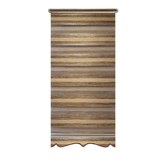 Jaluzea tip Rulou textil cu Terminatie Decorativa,Rolete Zebra Day & Night Luxury,Exclusive New Collection,Model cu insertie de sclipici ,39x120cm,RV03,culoare maro inchis crem ,accesorii albe