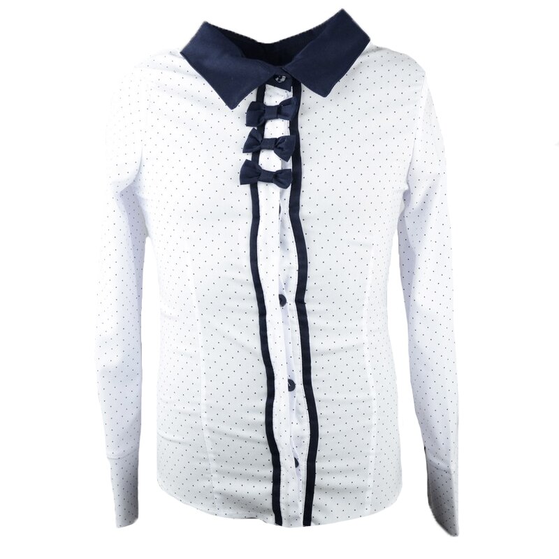 Camasa cu maneca lunga pentru fete Mini Junior, Poliester,Alb