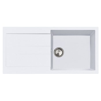 Chiuveta bucatarie granit CookingAid Amanda AM9910 990*500*210mm Alba / Polar White reversibila stanga/dreapta cu picurator + Ventil Invizibil + accesorii montaj Chiuveta bucatarie granit CookingAid Amanda AM9910 990*500*210mm Alba / Polar White reversibila stanga/dreapta cu picurator + Ventil Invizibil + accesorii montaj