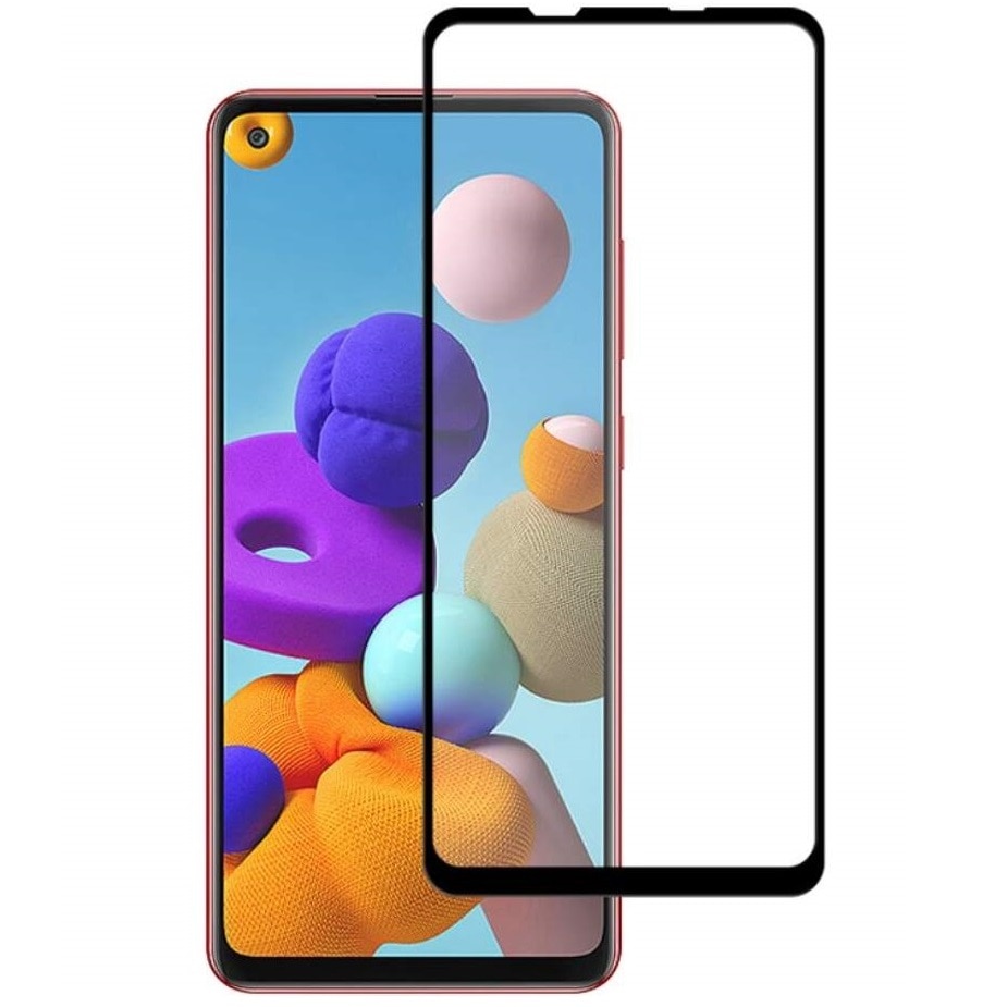Folie sticla securizata Full Cover Full Glue pentru Samsung Galaxy A21s, Negru