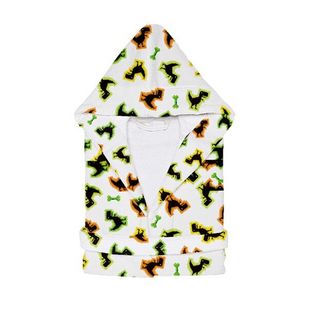 Halat de baie pentru copii din bumbac absorbant, model dino neon 8-10 ani