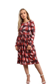Rochie Dama Be Jealous Rudolph imprimeu Tartan de Craciun, Rosu-Negru, S-M Rochie Dama Be Jealous Rudolph imprimeu Tartan de Craciun, Rosu-Negru, S-M