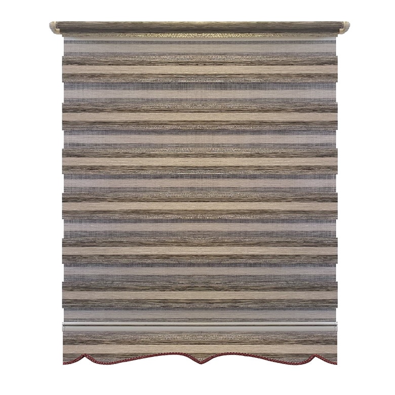 Jaluzea tip Rulou textil Maxi cu Terminatie Decorativa,Rolete Zebra Day & Night Luxury,Exclusive New Collection,Model cu insertie de sclipici ,250x200cm,RV06,culoare gri deschis gri ,accesorii albe