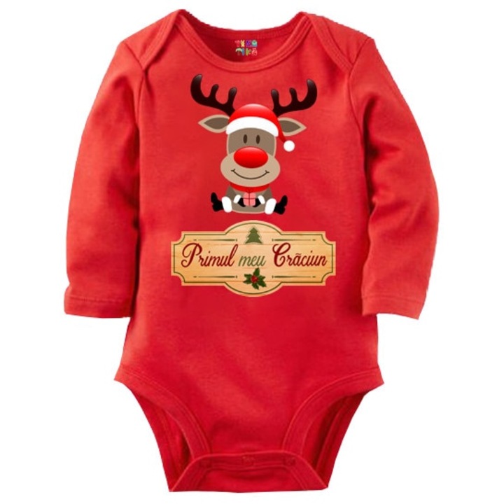 Червено боди "Моята първа Коледа" 68 размер
