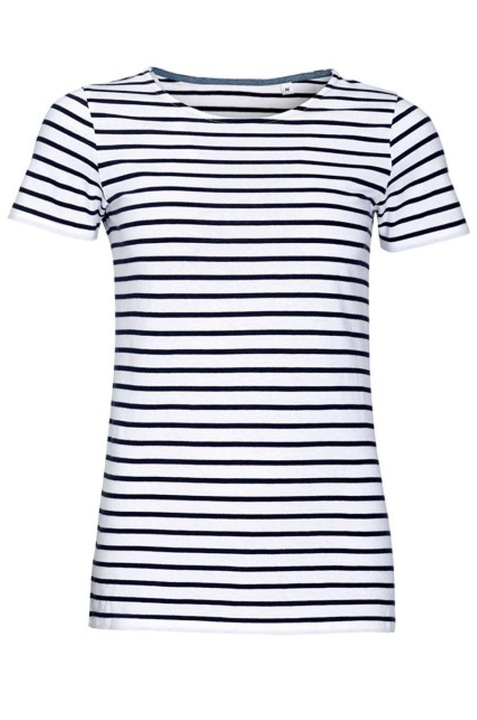Tricou femei, bumbac, Sol's Miles, Alb/Bleumarin