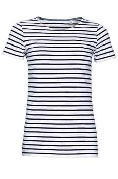 Tricou femei, bumbac, Sol's Miles, Alb/Bleumarin Tricou femei, bumbac, Sol's Miles, Alb/Bleumarin