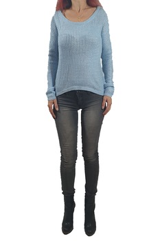 Pulover dama Tally Weijl, albastru tricotat, S Pulover dama Tally Weijl, albastru tricotat, S