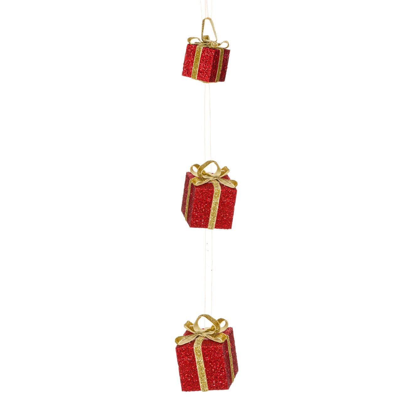 Decoratiune de Craciun, Zola®, care atarna, din cadouri rosii cu panglica aurie, 63 cm