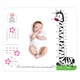 Одеяло за снимки на бебета Baby Milestone Blanket Long Neck Zebra, 100x120cm, бяло, полар, фино, плюс комплект от 20 забавни стикера My First, видими, 15 см диаметър, лепило на водна основа, нетоксични, за бременни и новородени