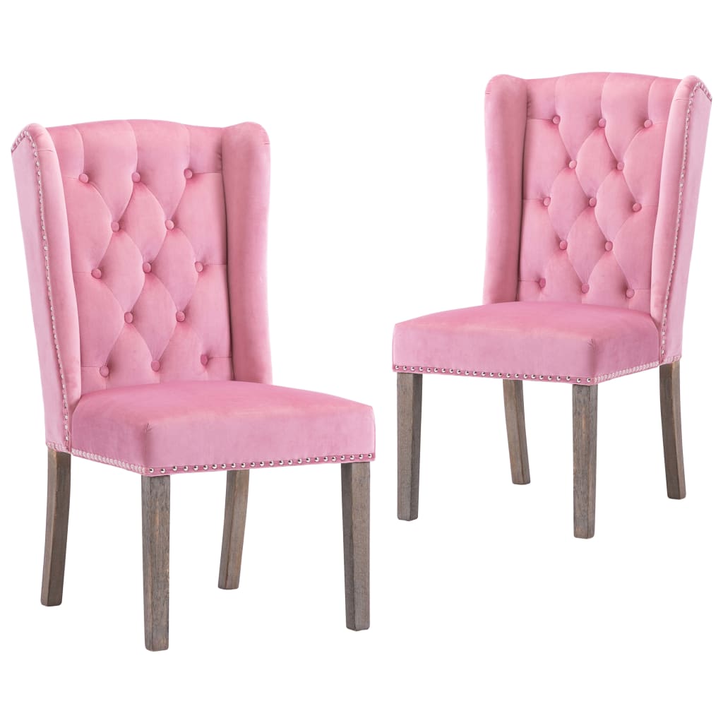 Set de 2 scaune tapitate de bucatarie, vidaXL, Catifea, 55 x 69 x 108,5cm, Roz