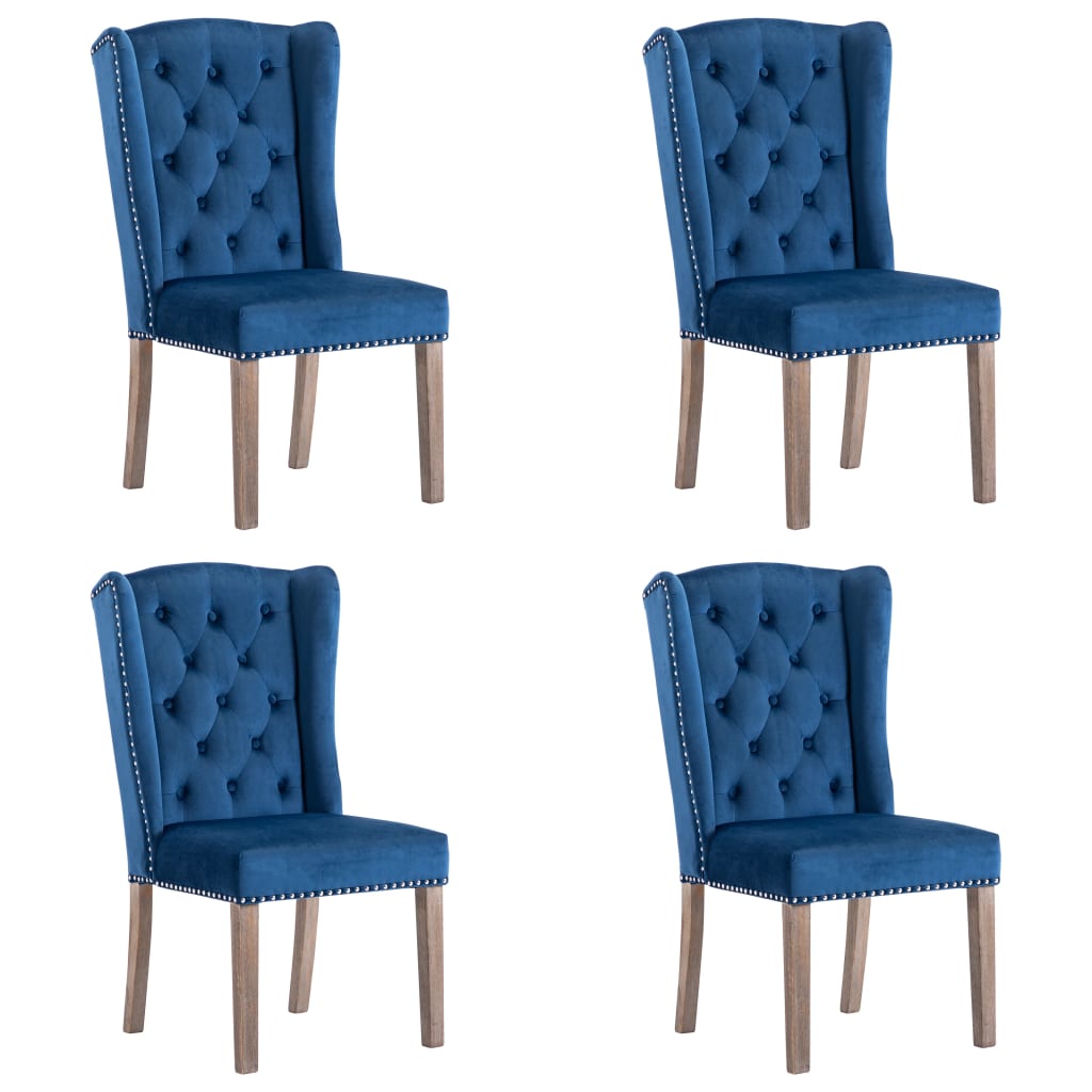 alarm gift Thank you Set de 4 scaune tapitate de bucatarie, vidaXL, Catifea, 55 x 69 x 108,5cm,  Albastru - eMAG.ro