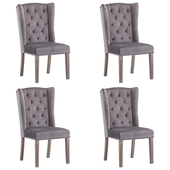 Set de 4 scaune tapitate de bucatarie, vidaXL, Catifea, 55 x 69 x 108,5cm, Gri Set de 4 scaune tapitate de bucatarie, vidaXL, Catifea, 55 x 69 x 108,5cm, Gri