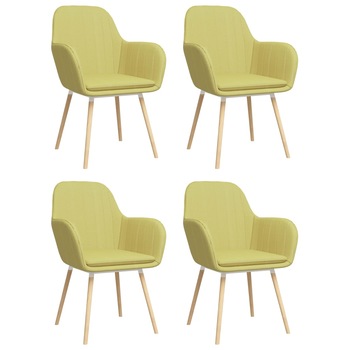 Set 4 scaune de bucatarie cu brate, vidaXL, Tesatura, 56 x 59 x 85cm, Verde