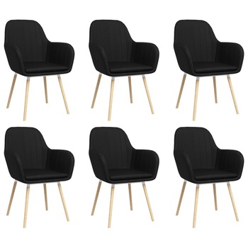Set 6 scaune de bucatarie cu brate, vidaXL, Tesatura, 56 x 59 x 85cm, Negru Set 6 scaune de bucatarie cu brate, vidaXL, Tesatura, 56 x 59 x 85cm, Negru