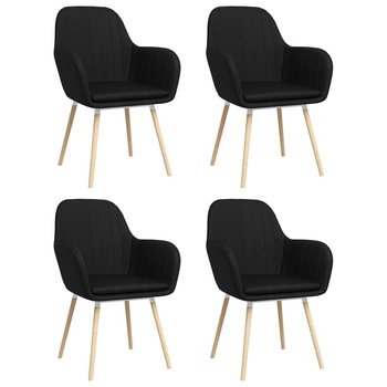 Set 4 scaune de bucatarie cu brate, vidaXL, Tesatura, 56 x 59 x 85cm, Negru