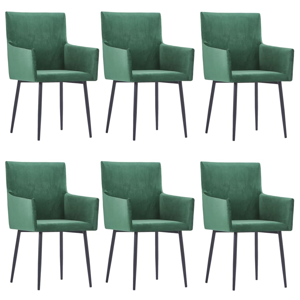 Set de 6 scaune de bucatarie tapitate, vidaXL, Tesatura, 52 x 59,5 x 93cm, Verde