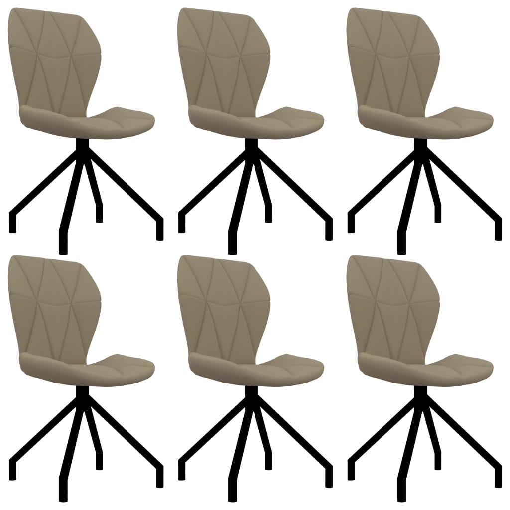 Set de 6 scaune de bucatarie tapitate, vidaXL, Piele artificiala, 44,5 x 54 x 90cm, Maro