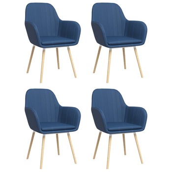 Set 4 scaune de bucatarie cu brate, vidaXL, Tesatura, 56 x 59 x 85cm, Albastru Set 4 scaune de bucatarie cu brate, vidaXL, Tesatura, 56 x 59 x 85cm, Albastru