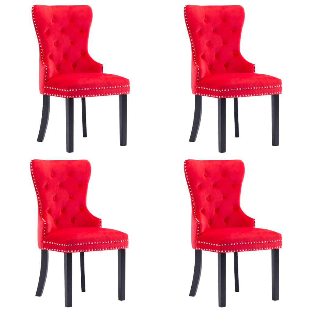 Set de 4 scaune tapitate de bucatarie, vidaXL, Tesatura, 51 x 59 x 98,5cm Rosu