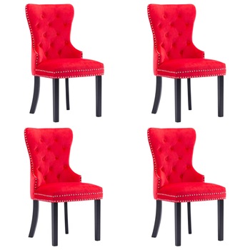 Set de 4 scaune tapitate de bucatarie, vidaXL, Tesatura, 51 x 59 x 98,5cm Rosu Set de 4 scaune tapitate de bucatarie, vidaXL, Tesatura, 51 x 59 x 98,5cm Rosu