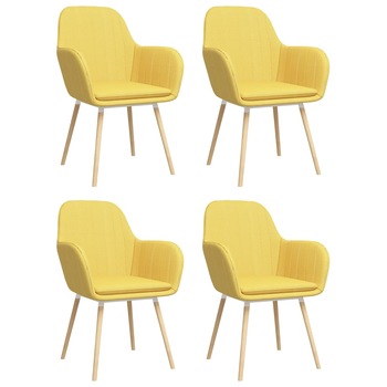 Set 4 scaune de bucatarie cu brate, vidaXL, Tesatura, 56 x 59 x 85cm, Galben Set 4 scaune de bucatarie cu brate, vidaXL, Tesatura, 56 x 59 x 85cm, Galben