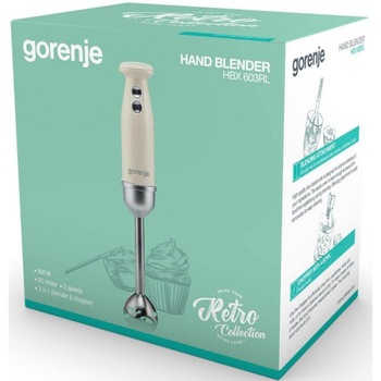 Mixer verical Gorenje HBX600RL, 600 W, Vas 0.8 L, Picior inox, Bej Mixer verical Gorenje HBX600RL, 600 W, Vas 0.8 L, Picior inox, Bej