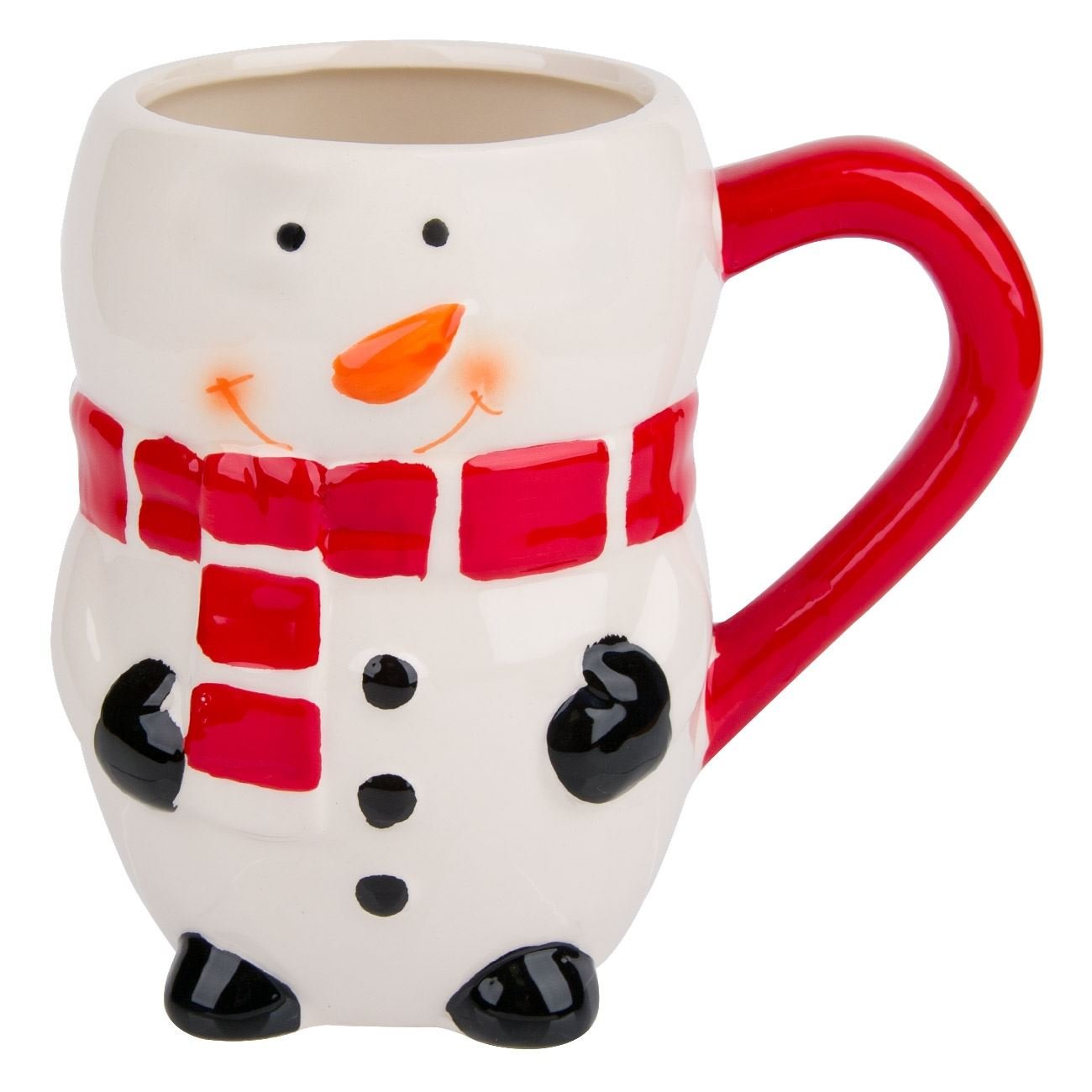 Cana de ceramica cu design om de zapada de Craciun, Lioness, 8 x 13 cm