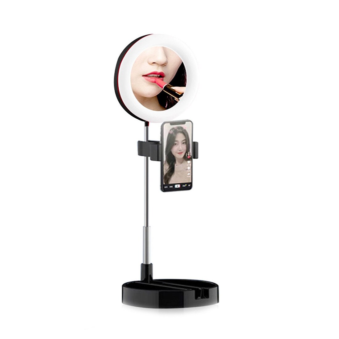 Lampa Makeup cu trepied reglabil, portabil, LED 5 inch, 58 cm, Negru