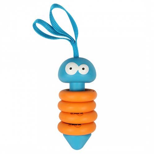 Jucarie din cauciuc, Ebi Coockoo Larry, Beneficii dentare, 16 x 6,8 x 6,8 cm, Portocaliu/Albastru