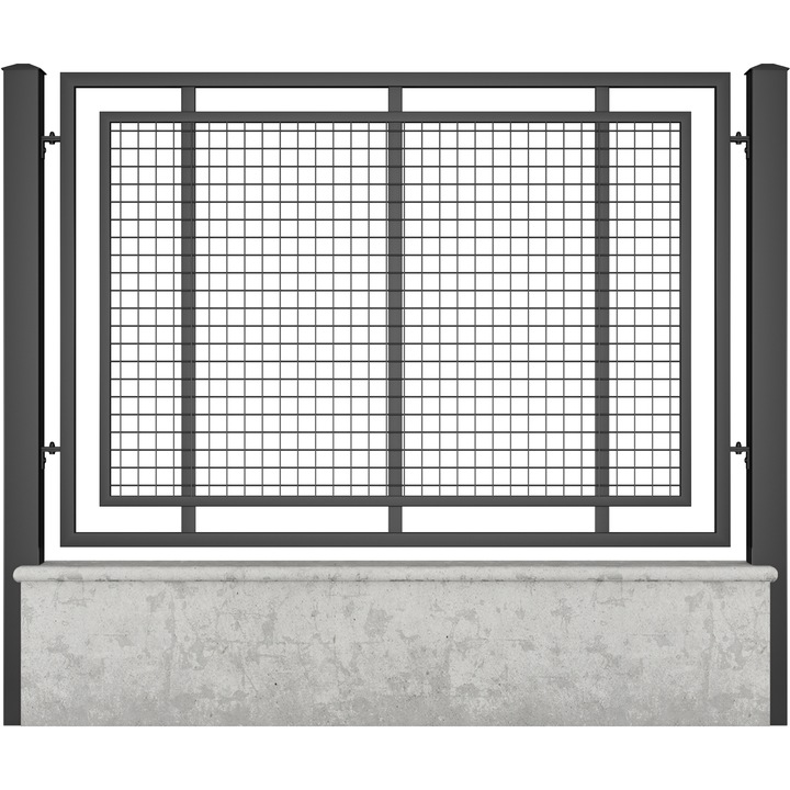 Panou gard mediu, Todome, modern 15, negru, 200 x 150 cm