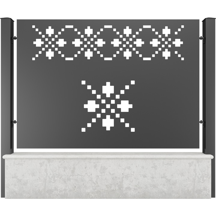 Panou gard mic, Todome, tabla decupata 28, negru, 200 x 110 cm