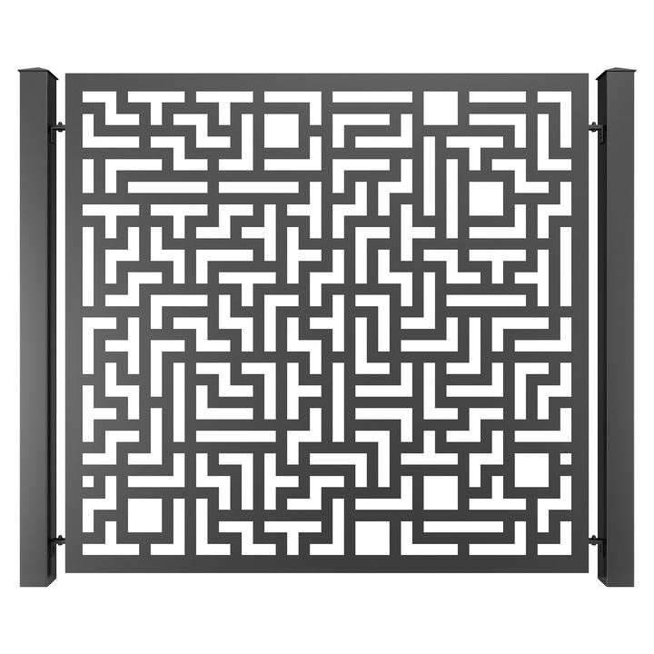 Panou gard mare, Todome, tabla decupata 25, negru, 200 x 180 cm