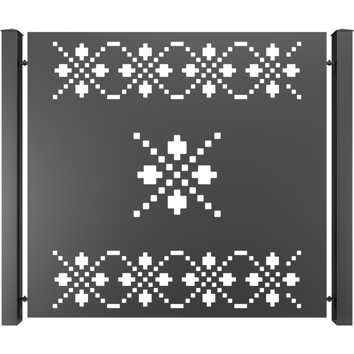 Panou gard mare, Todome, tabla decupata 28, negru, 200 x 180 cm