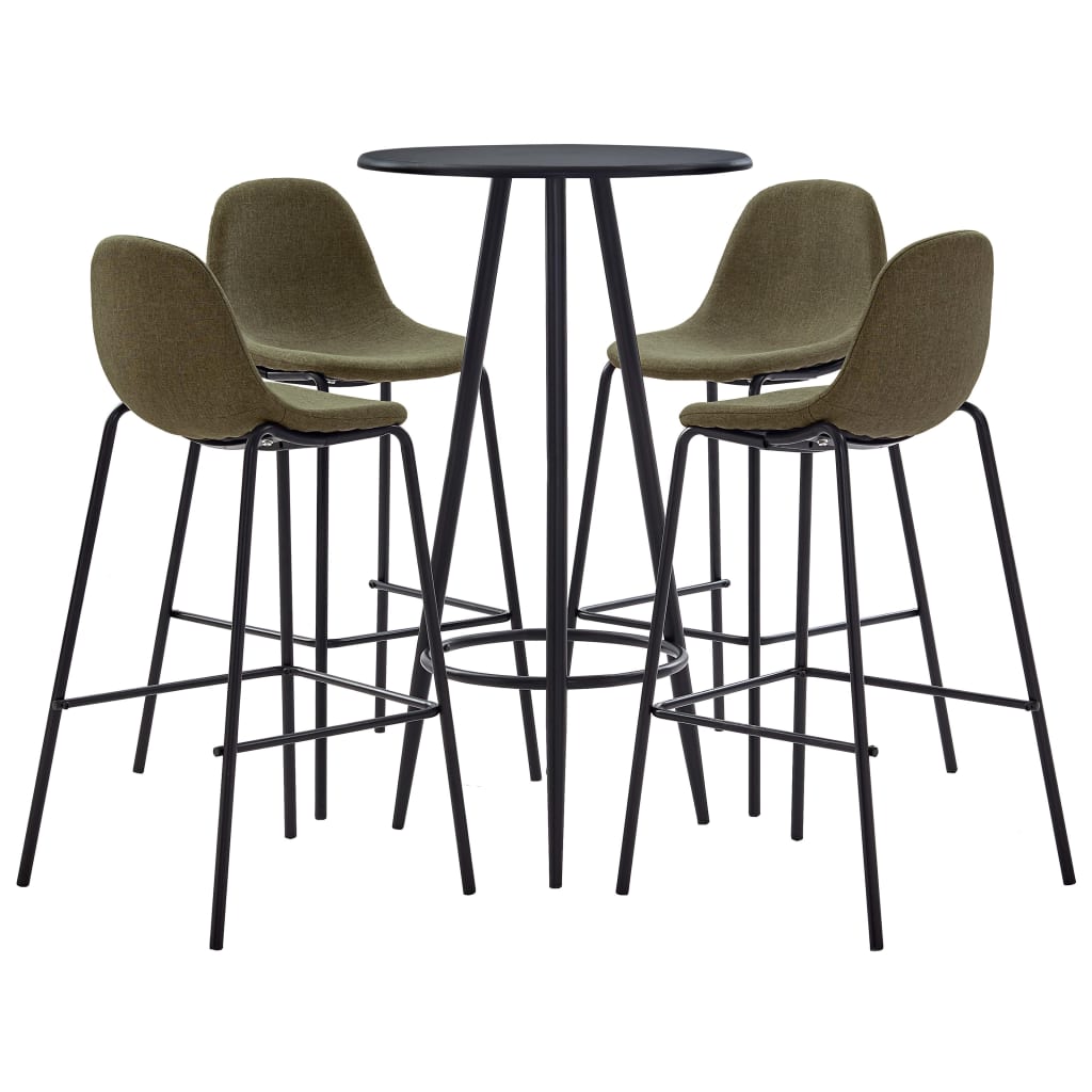Set mobilier de bar masa cu 4 scaune, vidaXL, Textil/Otel, 60 x 107.5 cm, Maro