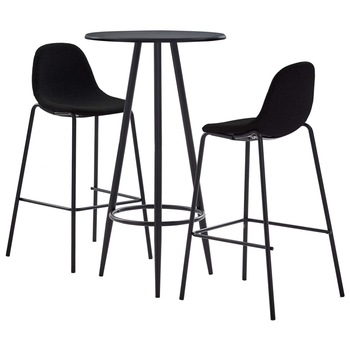 Set mobilier de bar masa cu 2 scaune, vidaXL, MDF/Textil, 60 x 107,5 cm, Negru Set mobilier de bar masa cu 2 scaune, vidaXL, MDF/Textil, 60 x 107,5 cm, Negru