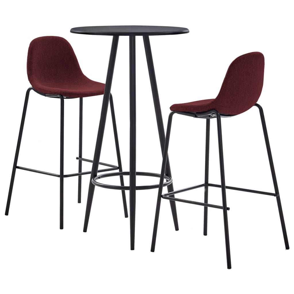 Set mobilier de bar masa cu 2 scaune, vidaXL, MDF/Textil, 60 x 107,5 cm, Grena